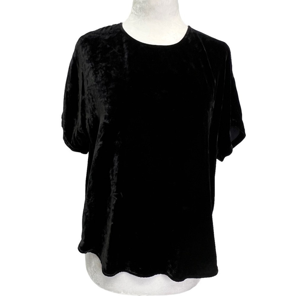 MADEWELL Black Velvet Flutter Sleeve Top Size S - Picture 2 of 9